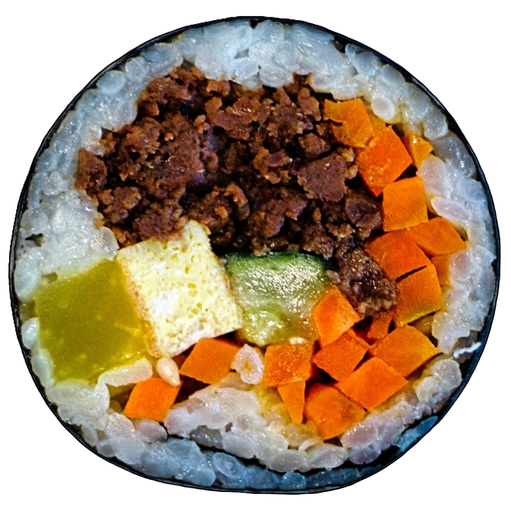 Single Beef Roll Beef Kimbap Cross Section