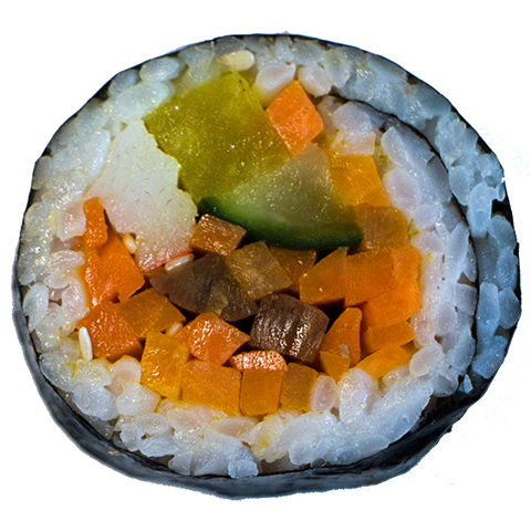 Single Veggi Roll Veggi Kimbap Cross Section